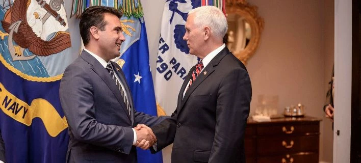 Αναφορά Ζάεφ στη «Δημοκρατία της Μακεδονίας» μετά τη συνάντηση με Πενς